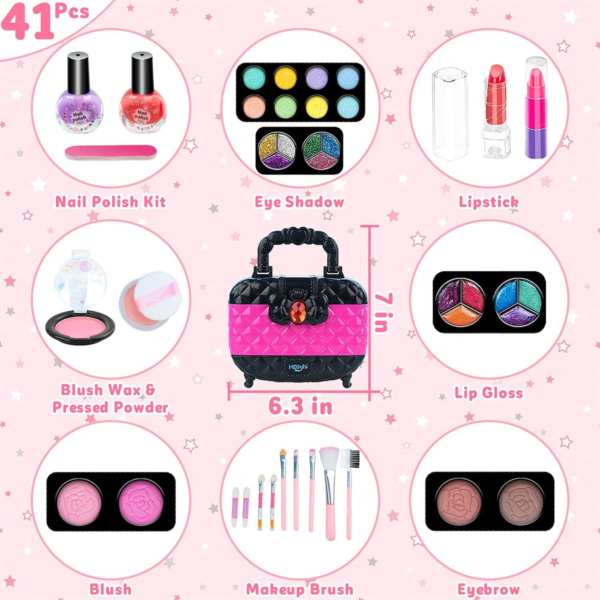 41 Pcs Kids Makeup Toy Kit for Girls, Washable Makeup Set Toy with Rea –  Kimuvin Style