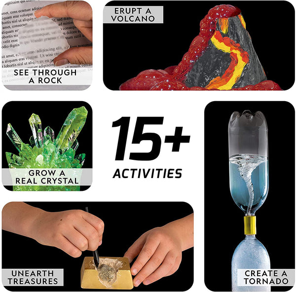 Earth Science Kit - Over 15 Science Experiments & STEM Activities for Kids, Crystal Growing, Erupting Volcanos, 2 Dig Kits & 10 Genuine Specimens, an AMAZON EXCLUSIVE Science Kit
