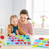 Alphabet and Number Puzzle Set Wooden Upper Case Letter Number and Shape Learning Puzzles Board Toy, Ideal of Educational Matching Game for 3 4 5 Years Old Toddlers Boys Girls Set of 3