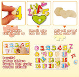 Wooden Puzzles for Toddlers, 3 in 1 Wooden Peg Puzzle Set Wooden Alphabet ABC Number Shape Puzzles Board Toddler Preschool Learning Toys for Kids Ages 1-3 Boys and Girls