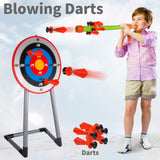 Bow and Arrow for Kids, Archery Toy Set, 2 Bows & 1 Blowing Bow & 12 Arrows & 5 Quivers & Standing Target, Outdoor Toys for Children Boys Girls