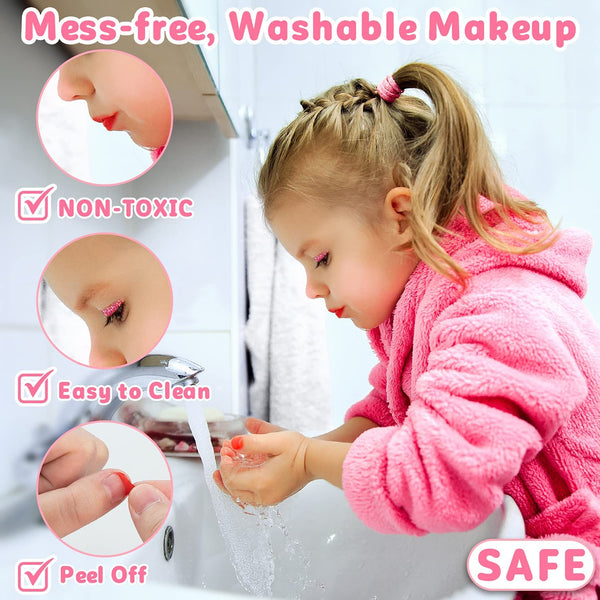 41 Pcs Kids Makeup Toy Kit for Girls, Washable Makeup Set Toy with Real Cosmetic Case for Little Girl, Pretend Play Makeup Beauty Set Birthday Toys Gift for 3 4 5 6 7 8 9 10 Years Old Kid