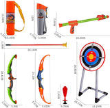 Bow and Arrow for Kids, Archery Toy Set, 2 Bows & 1 Blowing Bow & 12 Arrows & 5 Quivers & Standing Target, Outdoor Toys for Children Boys Girls