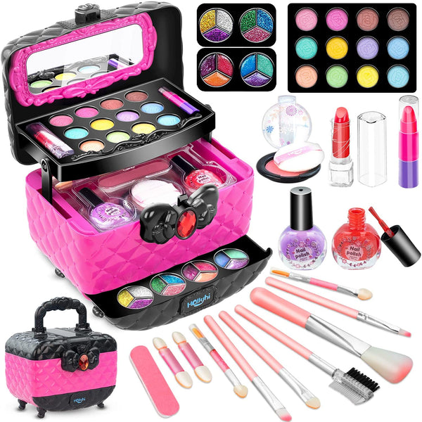 41 Pcs Kids Makeup Toy Kit for Girls, Washable Makeup Set Toy with Real Cosmetic Case for Little Girl, Pretend Play Makeup Beauty Set Birthday Toys Gift for 3 4 5 6 7 8 9 10 Years Old Kid