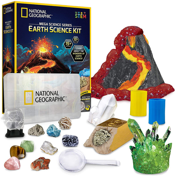 Earth Science Kit - Over 15 Science Experiments & STEM Activities for Kids, Crystal Growing, Erupting Volcanos, 2 Dig Kits & 10 Genuine Specimens, an AMAZON EXCLUSIVE Science Kit